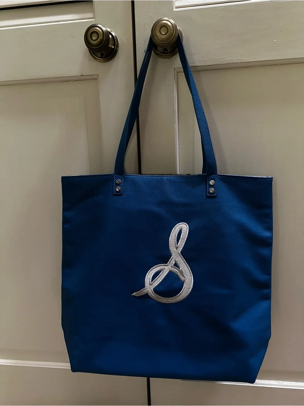 Thirty One Jewell tote Cobalt Blue with “S” monogram NEW